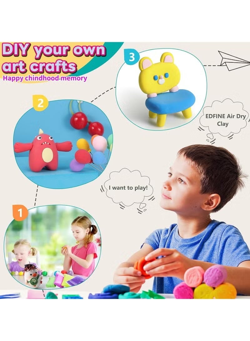 YOKA 48 Colors Plasticine with 3 Sculpting Tools, Air Dry Clay, Modeling Clay Kit, DIY Plasticine for Children Education - Image 3